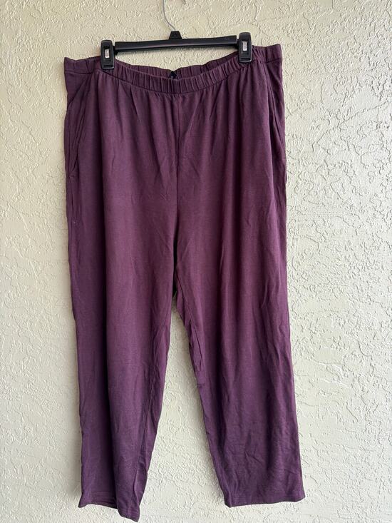 Eileen Fisher Pants - Eileen Fisher Pull On Pants Womens Large Purple Plum Stretch Jersey Lagenlook